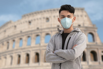 man wears mask in Italy