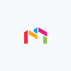 Colorful letter M logo design template