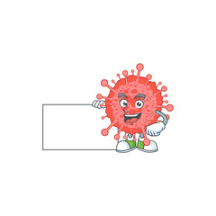 Funny coronavirus disaster cartoon design Thumbs up with a white board