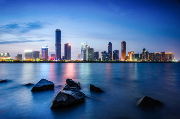 singapore city skyline at night
