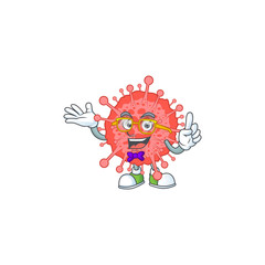 Super Funny coronavirus disaster in nerd mascot design style