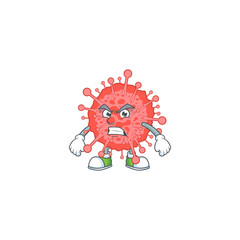Charming coronavirus disaster mascot design style waving hand