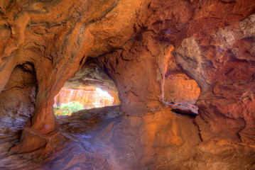 Stadsaal Caves, Cederberg, Western Cape, South Africa. This cavernous dome has been carved out of the rock by thousands of years of wind erosion and other weather factors.