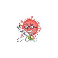 cartoon character of coronavirus disaster holding menu on his hand