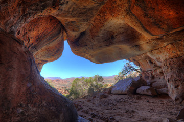 Stadsaal Caves, Cederberg, Western Cape, South Africa. This cavernous dome has been carved out of the rock by thousands of years of wind erosion and other weather factors.