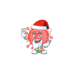 Obraz premium Coronavirus disaster cartoon character of Santa showing ok finger