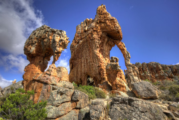 Window Rocks in the Cederberg mountains, Western Cape, South Africa.  The Cederberg is know for its rock formations formed by rain and snow eating away the sandstone.  