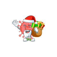 Coronavirus disaster Cartoon character of Santa with box of gift
