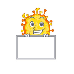 Smiley minacovirus cartoon character style bring board