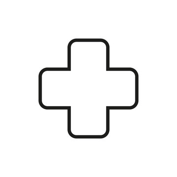 Simple Medical Cross Line Icon.