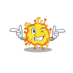 Smiley minacovirus cartoon design style showing wink eye