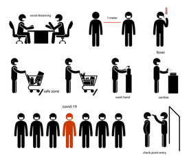 Fototapeta premium stick figure virus transmission disease pandemic and outbreak safety precaution