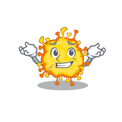 Happy face of minacovirus mascot cartoon style
