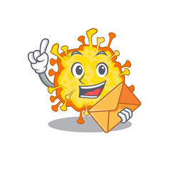 Cute face minacovirus mascot design with envelope