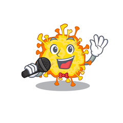 Cute minacovirus sings a song with a microphone