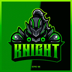 Green knight warrior esport and sport mascot logo design in modern illustration concept for team badge, emblem and thirst printing. Sirrah Knight illustration on Green Background. Vector illustration