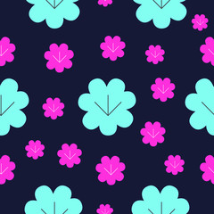 Cyan Magenta Lotus Flower Pattern