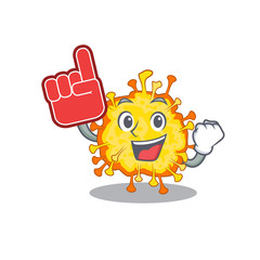 Minacovirus mascot cartoon style with Foam finger
