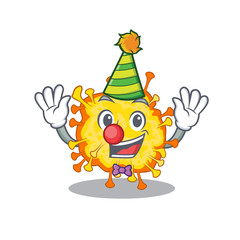 Cute and Funny Clown minacovirus cartoon character mascot style