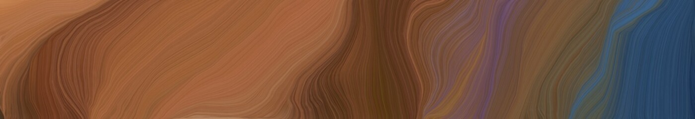 wide colored banner background with brown, dark slate gray and peru color. elegant curvy swirl waves background illustration
