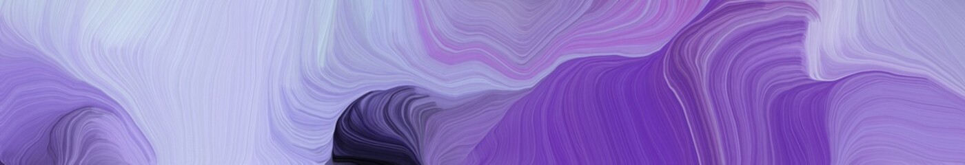 Fototapeta premium wide colored banner background with medium purple, dark slate blue and lavender blue color. modern curvy waves background illustration
