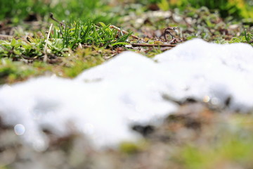 残雪　春の雪解け　イメージ