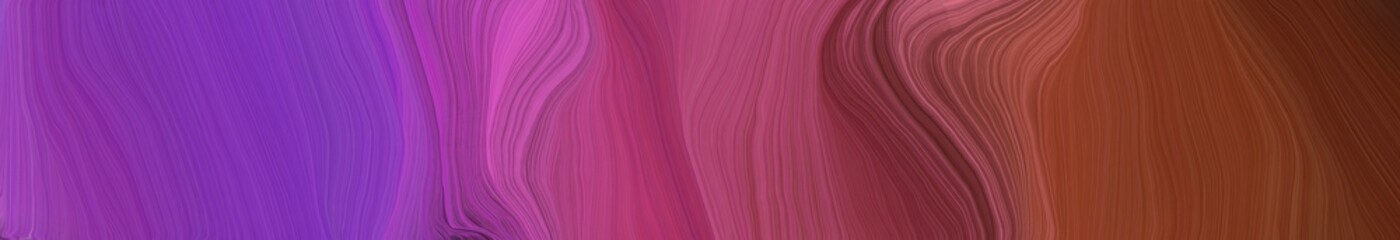 landscape orientation graphic with waves. elegant curvy swirl waves background design with dark moderate pink, moderate violet and saddle brown color