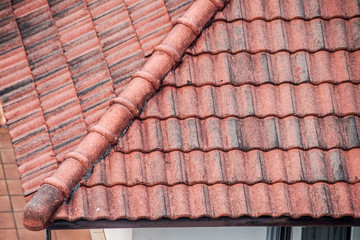 old roof with red tiles
