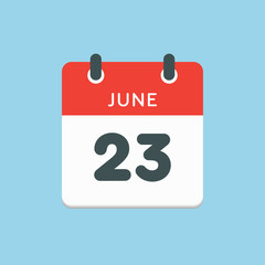 Fototapeta premium Icon calendar day 23 June, summer days of the year