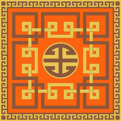 Obraz premium Fantasy on the art of Mongolia, traditional ornament, vector design