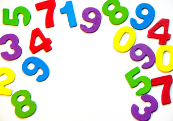 multi-colored numbers are on a white background