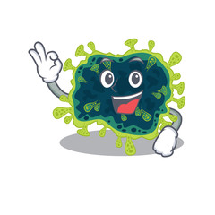 beta coronavirus cartoon character design style making an Okay gesture