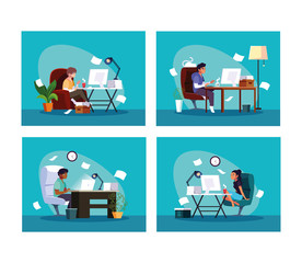 set of cards people working from her home
