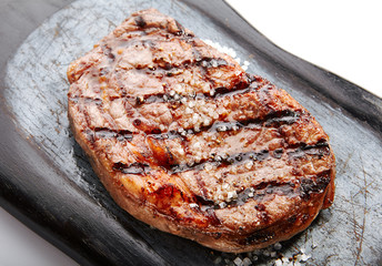 Ribeye steak with salt and spices