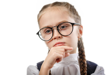 Funny Student Girl In Glasses Close Eyes Closeup