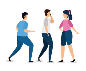 Obraz premium group of young people in white background vector illustration design