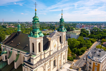 Lublin, Poland - Facade of St. John the Baptist Cathedral - archikatedra Sw. Jana Chrzciciela - in...