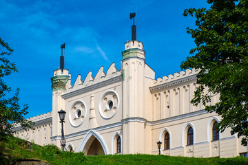 Lublin, Poland - Facade and main entrance of the medieval Lublin Castle royal fortress in historic old town quarter - obrazy, fototapety, plakaty