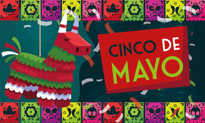 cinco de mayo card of greeting with mexican party pinata