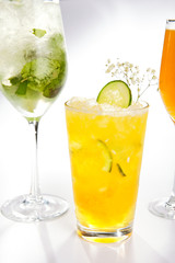 Passion fruit and cucumber cocktail close up