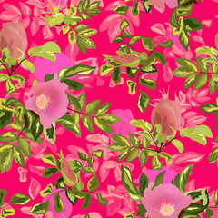 Roses flowers seamless pattern watercolor effect style