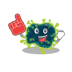 beta coronavirus mascot cartoon style with Foam finger