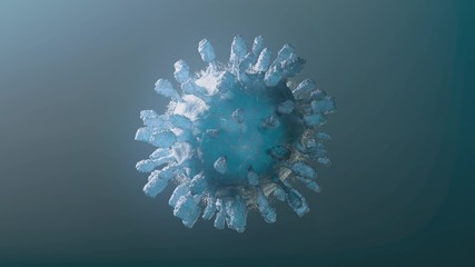 Realistic 3D footage of the isolated respiratory syndrome coronavirus 2 (SARS-CoV-2) formerly known as 2019-nCoV. 3d illustration
