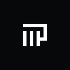 Minimal elegant monogram art logo. Outstanding professional trendy awesome artistic MP PM PW WP initial based Alphabet icon logo. Premium Business logo White color on black background