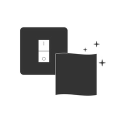 Cleaning the light switch. House cleaning. vector illustration