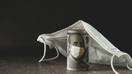 US bills and medical masks