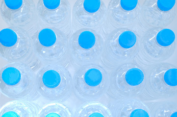 Pack of Plastic bottle isolated on white background, Top view