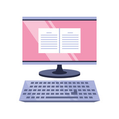 book on the computer screen, online education