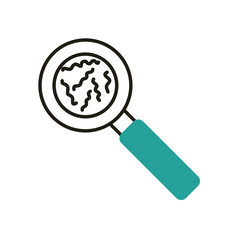 Isolated virus inside lupe half line half color style icon vector design