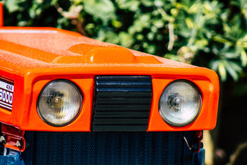 closeup of a tractor